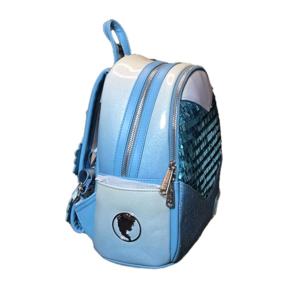 NWT Loungefly Disney Frozen Elsa Mini Backpack Blue Silver Sequin Snowflake NEW main image 4